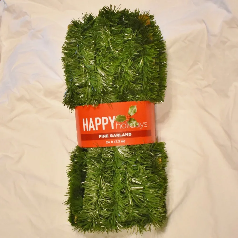 Happy Holidays Artificial Pine Garland 24 Feet Christmas New